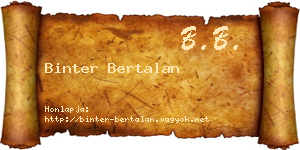 Binter Bertalan névjegykártya